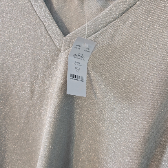 White House Black Market Shimmering Silver Top - Picture 3 of 4